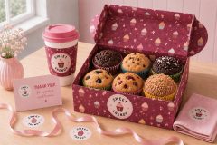 Cupcake packaging mockup with branding design