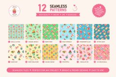 12 seamless cupcake patterns preview