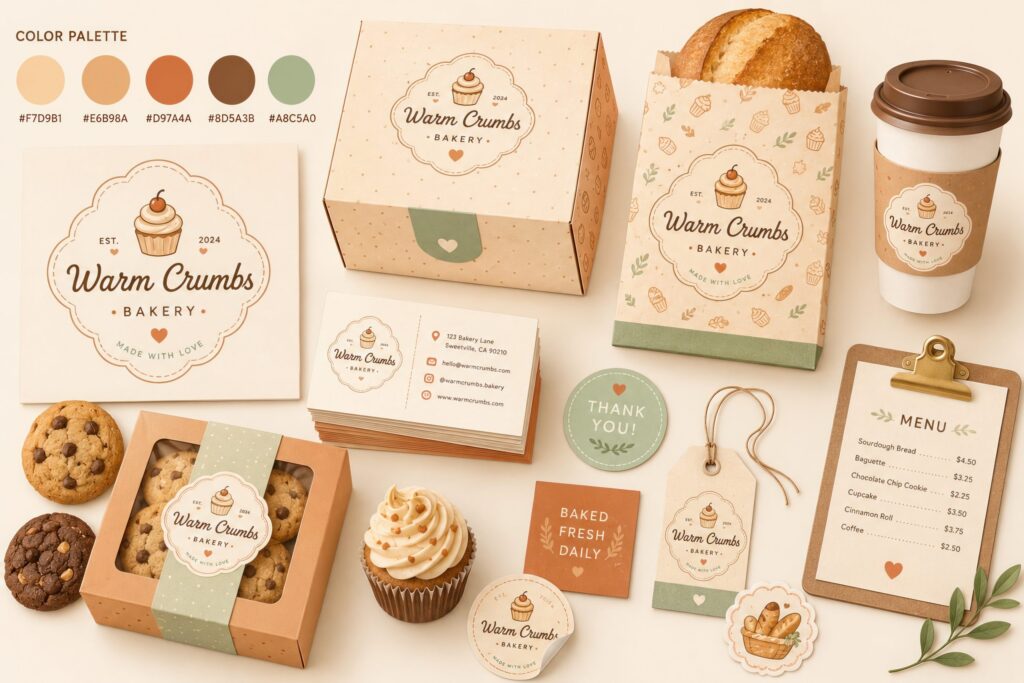 Warm bakery branding color scheme